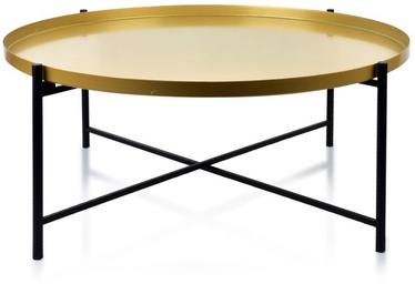 Журнальный столик Mondex Lucas, золотой/черный, 76.5 см x 76.5 см x 32 см