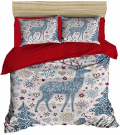 Ziemassvētku gultas veļas komplekts Mijolnir, zila/balta/sarkana, 160x220 cm