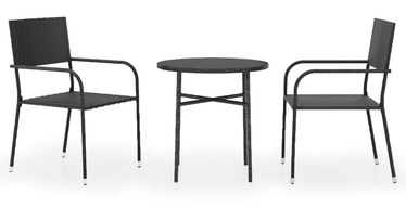 Välimööbli komplekt VLX 3 Piece Garden Dining Set, must, 2 istekohta