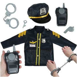 Kostüüm lastele, politseinik, must/kollane, plastik/polüester