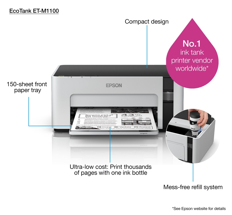 Daudzfunkciju printeris Epson EcoTank M1100, tintes