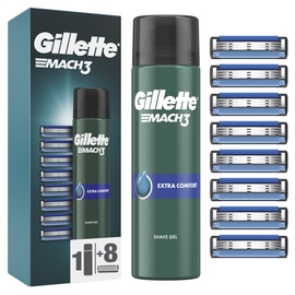 Набор для бритья Gillette Mach 3, 8 Blades + Shave Gel, 200 мл
