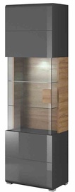 Шкаф-витрина Helvetia Toledo WM 05, дубовый/антрацитовый, 60.8 см x 39.3 см x 203.6 см
