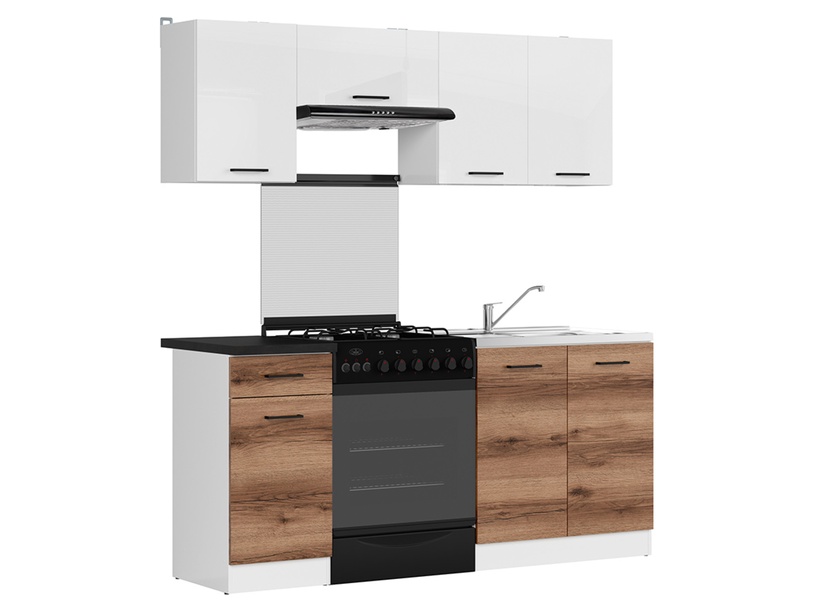 Кухонный гарнитур Brw Junona, белый/ореховый, 1.8 м