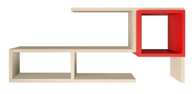 Sienas plaukts Kalune Design Andera, balta/sarkana, 20 cm x 86.8 cm x 41.8 cm
