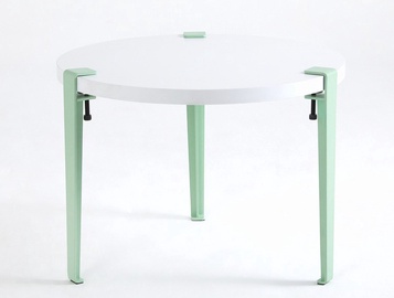 Kafijas galdiņš Kalune Design Fregoia, balta/piparmētra (mint)/zaļa, 60 cm x 60 cm x 45 cm