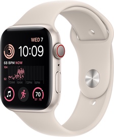 Nutikell Apple Watch SE GPS + Cellular (2nd Gen) 44mm Starlight Aluminium Case with Starlight Sport Band - Regular, beež
