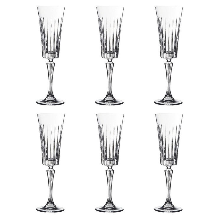 Набор бокалов для шампанского RCR Timeless, kристалл, 0.21 л, 6 шт.