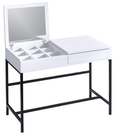 Столик-косметичка Kalune Design Amour, белый/черный, 50 см x 100 см x 74 см, с зеркалом