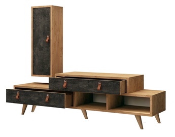 Комплект мебели для гостиной Kalune Design Joseph, комнатные, дубовый/темно-серый