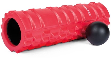 Массажный валик Gymstick Travel Roller With Myofascia Ball 61136, черный/красный, 100 мм