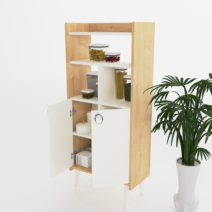 Кухонный шкаф Kalune Design Lagomood Kiler, белый/дубовый, 30 см x 60 см x 140 см