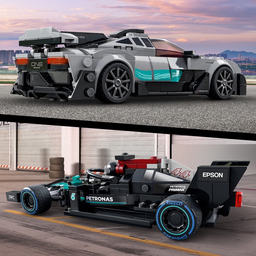 Konstruktors LEGO Speed Champions Mercedes-AMG F1 W12 E Performance un Mercedes-AMG Project One 76909