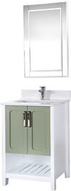 Комплект мебели для ванной Kalune Design Yampa 24, белый/зеленый, 54 x 60 см x 86 см