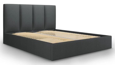 Кровать двухместная Micadoni Home Pyla Structured, 140 x 200 cm, темно-серый, с решеткой