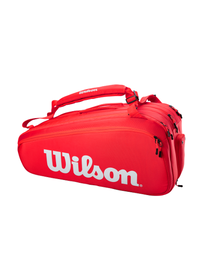 Теннисная сумка Wilson Super Tour for up to 15 rackets, белый/красный