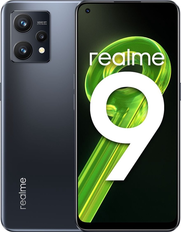 Mobiiltelefon Realme 9, must, 8GB/128GB