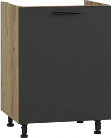 Нижний кухонный шкаф Vento DK-60/82, антрацитовый/дубовый, 52 см x 60 см x 82 см