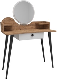 Столик-косметичка Kalune Design Meriska 550ARN2739, белый/сосновый, 90 см x 45 см x 127.5 см, с зеркалом