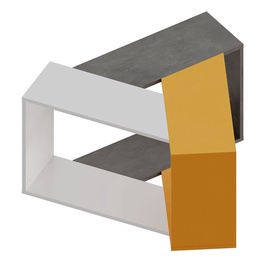 Kafijas galdiņš Kalune Design Trio, balta/dzeltena/pelēka, 1000 mm x 980 mm x 520 mm