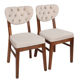 Ēdamistabas krēsls Kalune Design Elma 701 974NMB1197, matēts, bēša/valriekstu, 43.5 cm x 41.5 cm x 86 cm, 2 gab.