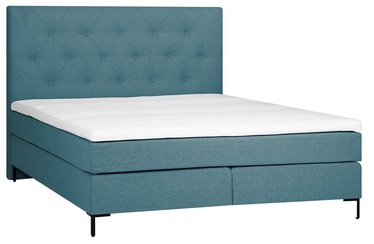 Кровать Home4you Leoni, 160 x 200 cm, синий, с матрасом, с решеткой