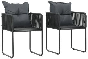Krēsls VLX Poly Rattan 44438, 51.5 x 51.5 x 67 cm, melna/pelēka (bojāts iepakojums)