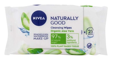 Drėgnos servetėlės Nivea Naturally Good Organic Aloe Vera, 25 vnt.