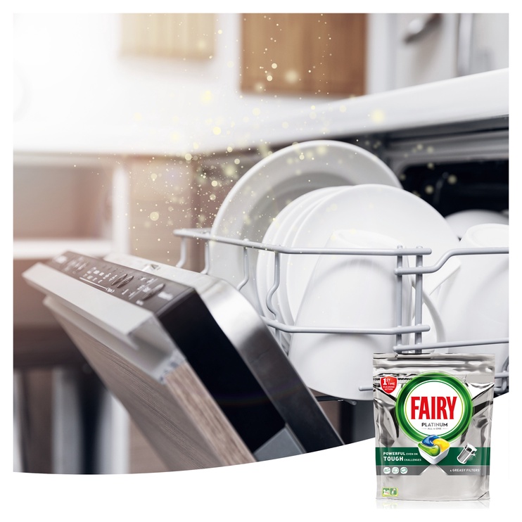 Trauku mazgājamās mašīnas kapsulas Fairy Platinum Lemon, 100 gab.