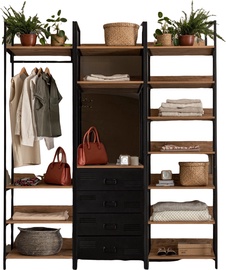 Skapis Kalune Design Dynamic Takım 38, melna/priežu, 192 cm x 52 cm x 225 cm