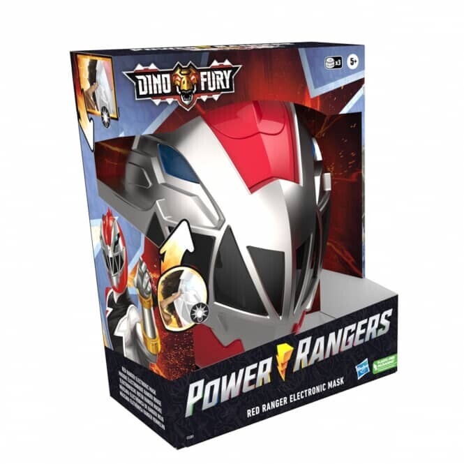 Mask Hasbro Dino Fury Red Ranger Electronic Mask F2281, punane/hall, plastik