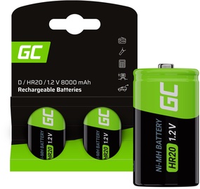 Uzlādējamās baterijas Green Cell GR15, HR20, 8000 mAh, 2 gab.