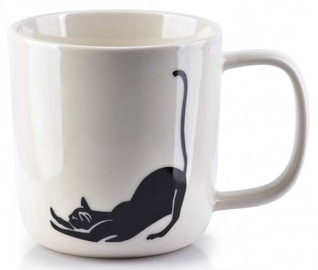 Krūzīte AffekDesign Sammy Cat, balta melna, 0.36 l
