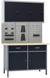 Darba galds VLX Workbench With Three Wall Panel & Cabinet, 120 cm x 60 cm x 85 cm