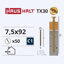 Polt raamidele Haushalt, 7.5x92 mm, 50 tk