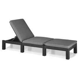 Шезлонг Allibert Daytona, 195 cm x 65 cm x 25.5 cm, серый/графитовый (поврежденная упаковка)/01