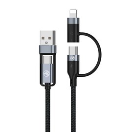 Juhe Tellur 4in1 USB/USB-C - USB-C/Lightning, Lightning/USB/USB-C, must, 65 W