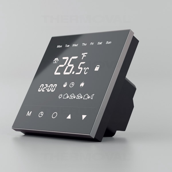 Программируемый термостат отопления Thermoval TVT 30CS, встраивается в стену, 8.5 см, 5 - 60 °С