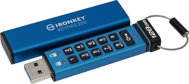 USB atmintinė Kingston IronKey Keypad 200, mėlyna, 128 GB