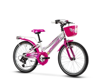 Bērnu velosipēds, pilsētas Lombardo Cremona, balta/rozā, 11", 20"