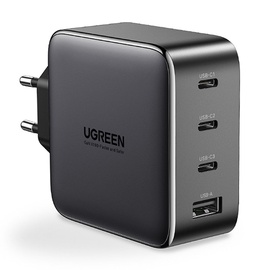 Lādētājs Ugreen 100W 3C1A GaN, USB/3 x USB-C, melna