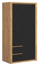 Riidekapp Walton, must/tamm, 57 cm x 104.5 cm x 198.5 cm