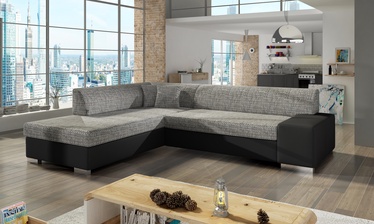 Stūra dīvāns Porto Berlin Soft, melna/pelēka, kreisais, 217 x 278 x 74 cm