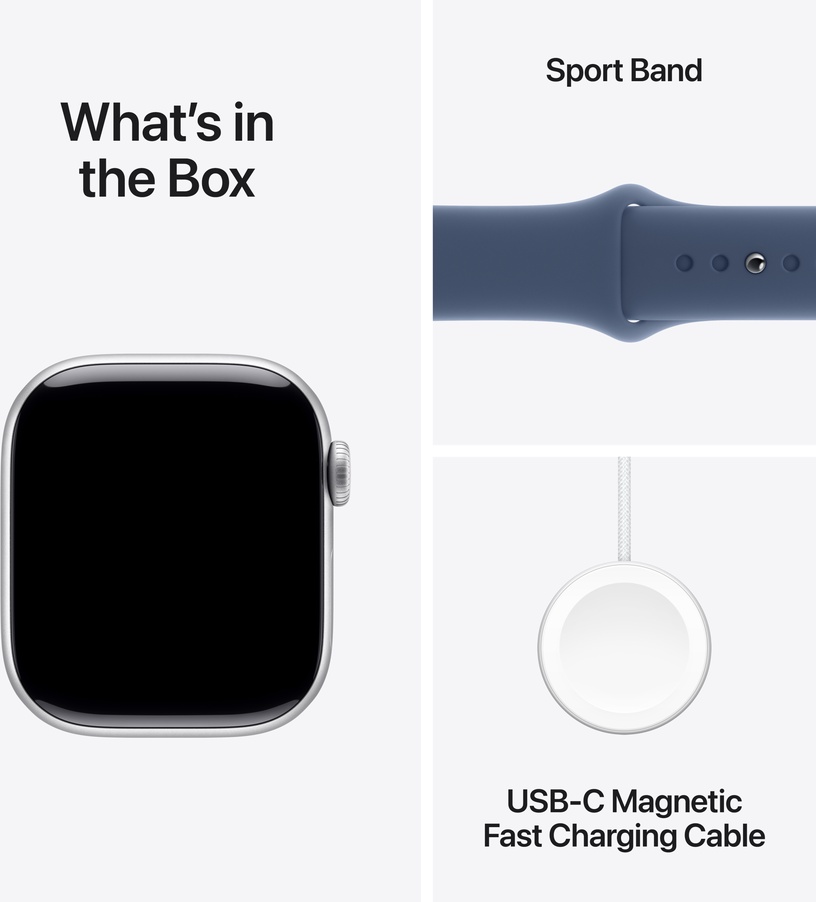 Viedais pulkstenis Apple Watch Series 10 GPS 42mm Case Denim Sport Band M/L, silver aluminium