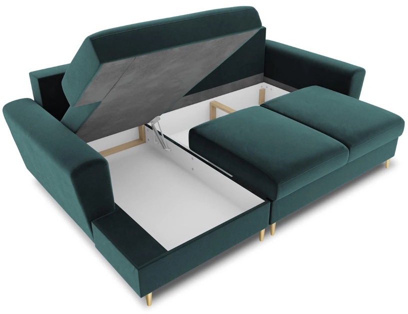 Stūra dīvāns Micadoni Home Moghan Velvet 4 Seats, zaļa, kreisais, 241 x 145 cm x 88 cm