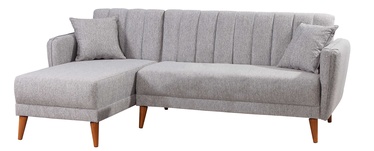 Stūra dīvāns Kalune Design Aqua Kose, pelēka, kreisais, 225 x 150 x 85 cm