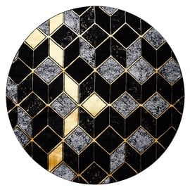 Ковер комнатные Hakano Mosse Glam, золотой/черный/серый, 150 см x 150 см