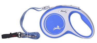 Automātiskā pavada Flexi New Comfort, zila/balta, 5 m