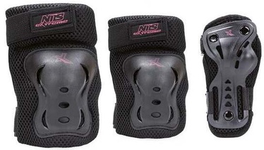Kūno dalių apsaugos priemonė Nils Extreme Protector Set, L, juoda/rožinė