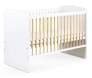 Kūdikio lovytė viengulė Klups Karolina II, balta/pušies, 124 x 66 cm
